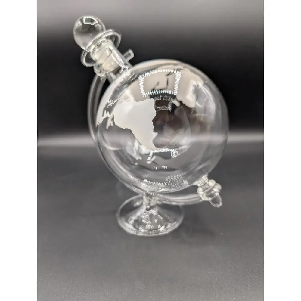 Etched Glass Globe Decanter in Stand